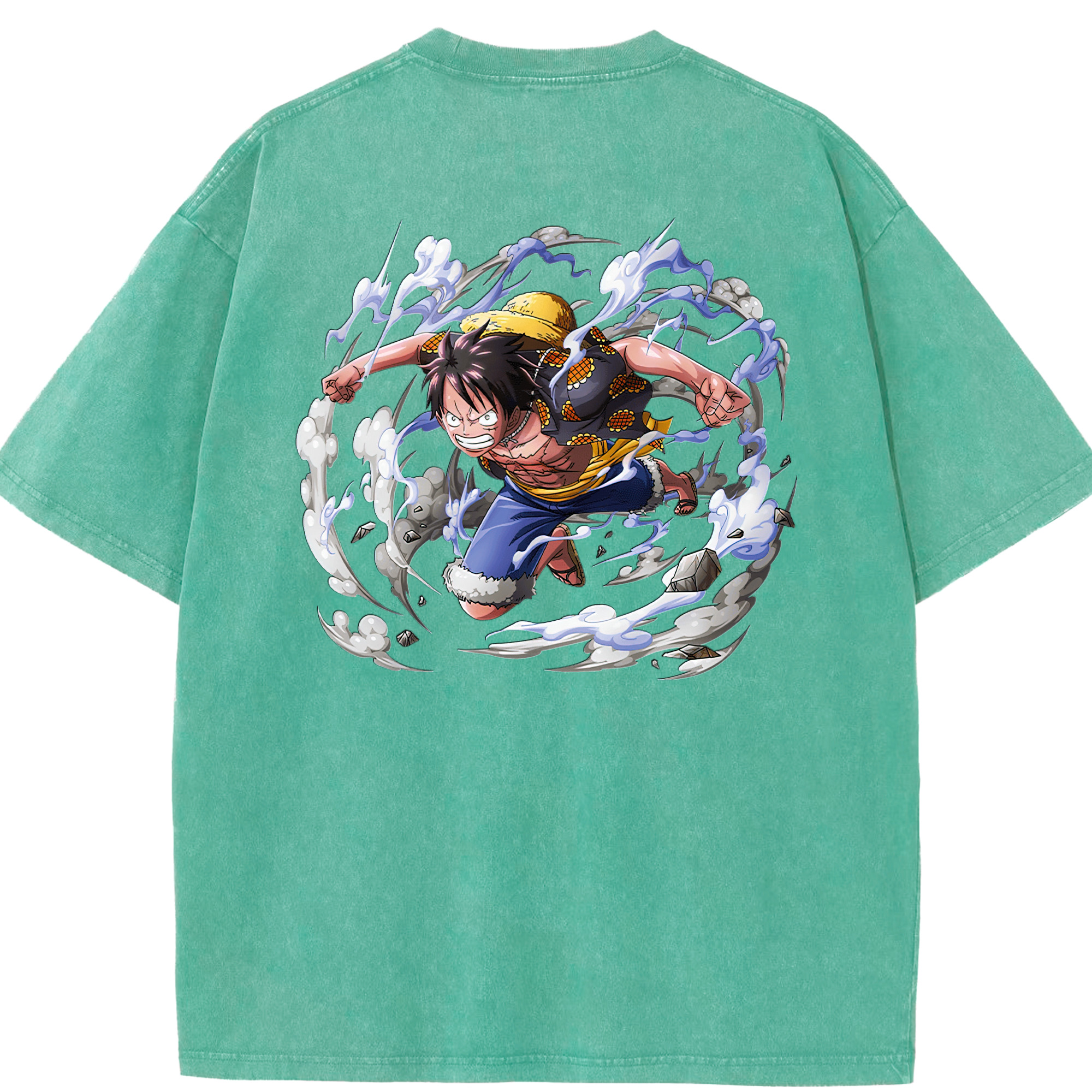 ワンピース モンキー・D・ルフィ ONE PIECE Monkey D. Luffy 綿100% ヴィンテージ風 半袖Tシャツ（背面プリント）